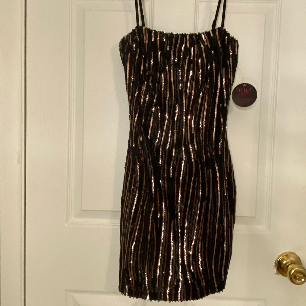Hot Miami style BLACK & GOLD SEQUIN DRESS